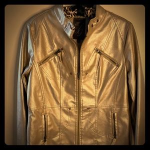 Gold Metallic Faux Leather Jacket